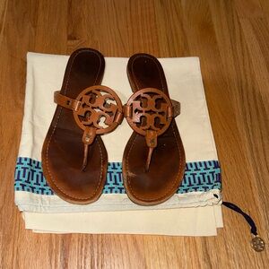 Size 11 tan Tory Burch miller sandals flip flops